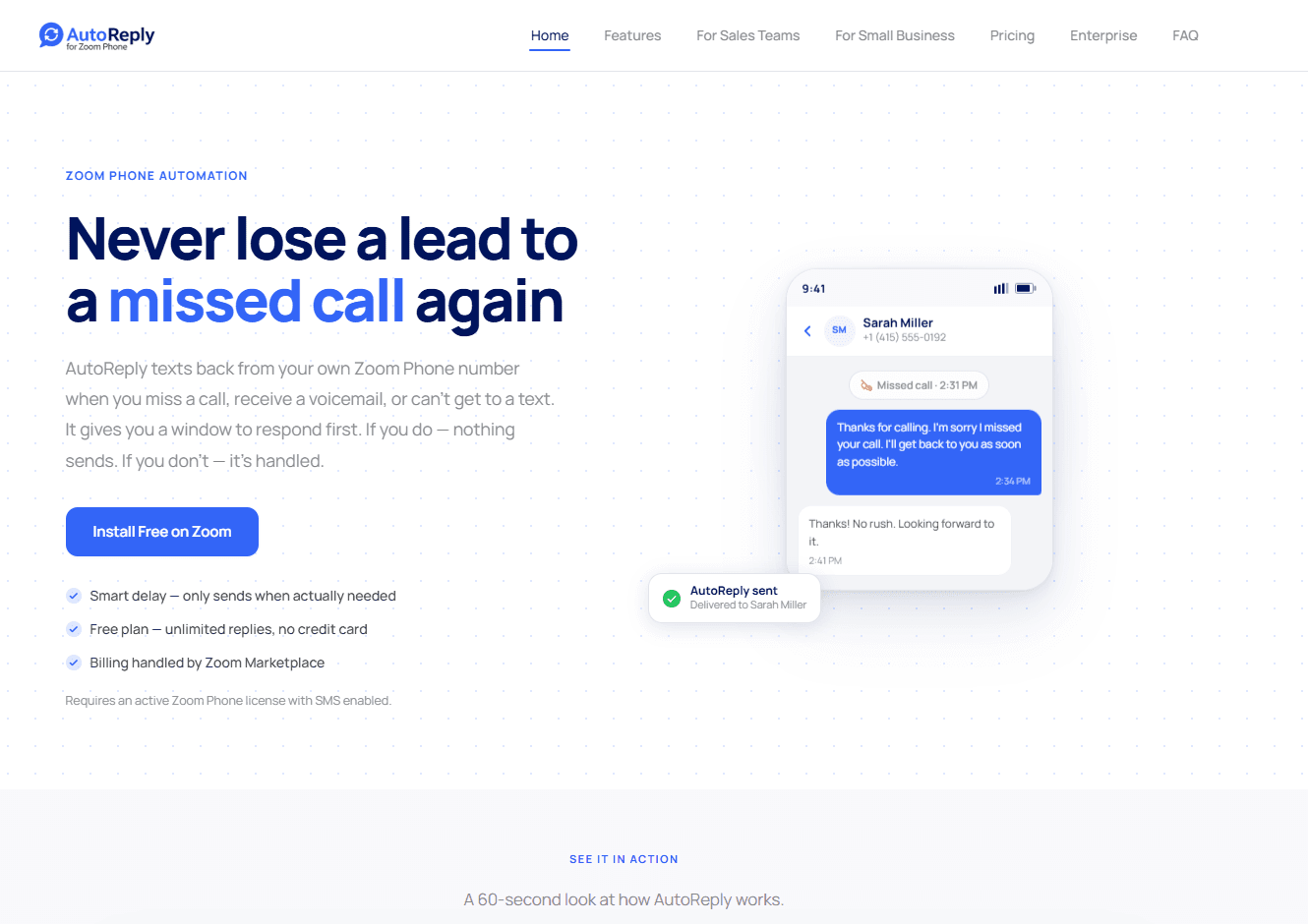 Auto Reply for Zoom website